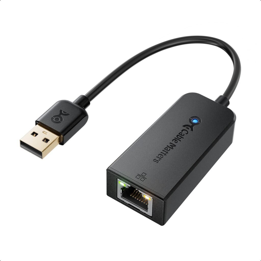 Cable Matters Adaptador USB a Ethernet compatible con red Ethernet de 10/100 Mbps en negro
