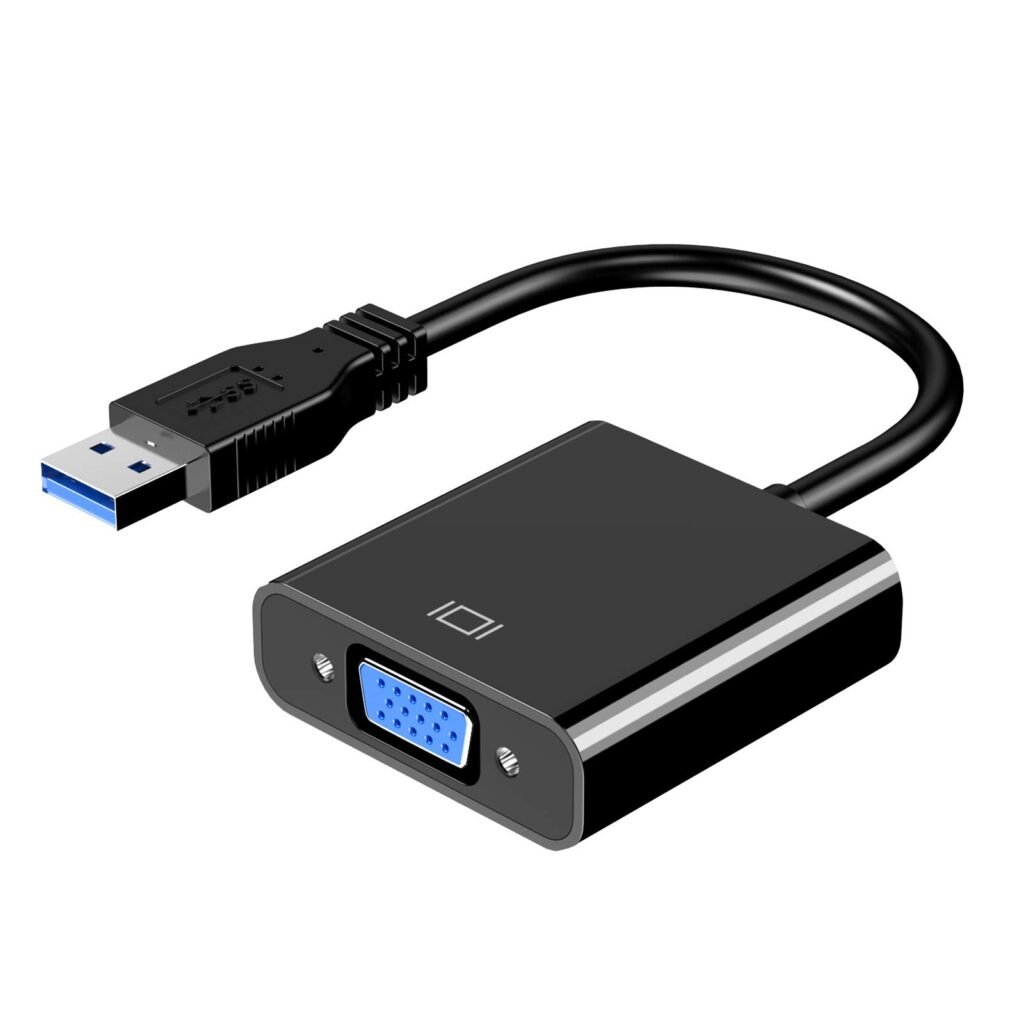 CHIOINS Adaptador USB a VGA, Adaptador USB 3.0 a VGA, convertidor de Vídeo multipantalla, PC portátil Windows 7/8/8.1/10, computadora, portátil, PC,...