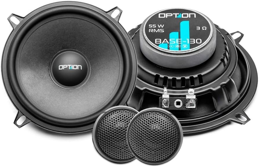 Opción Sistema de altavoces BASE-130 de 2 vías, 13 cm, 3 ohmios, 86 dB, 55 W RMS, 1 par de altavoces para coche