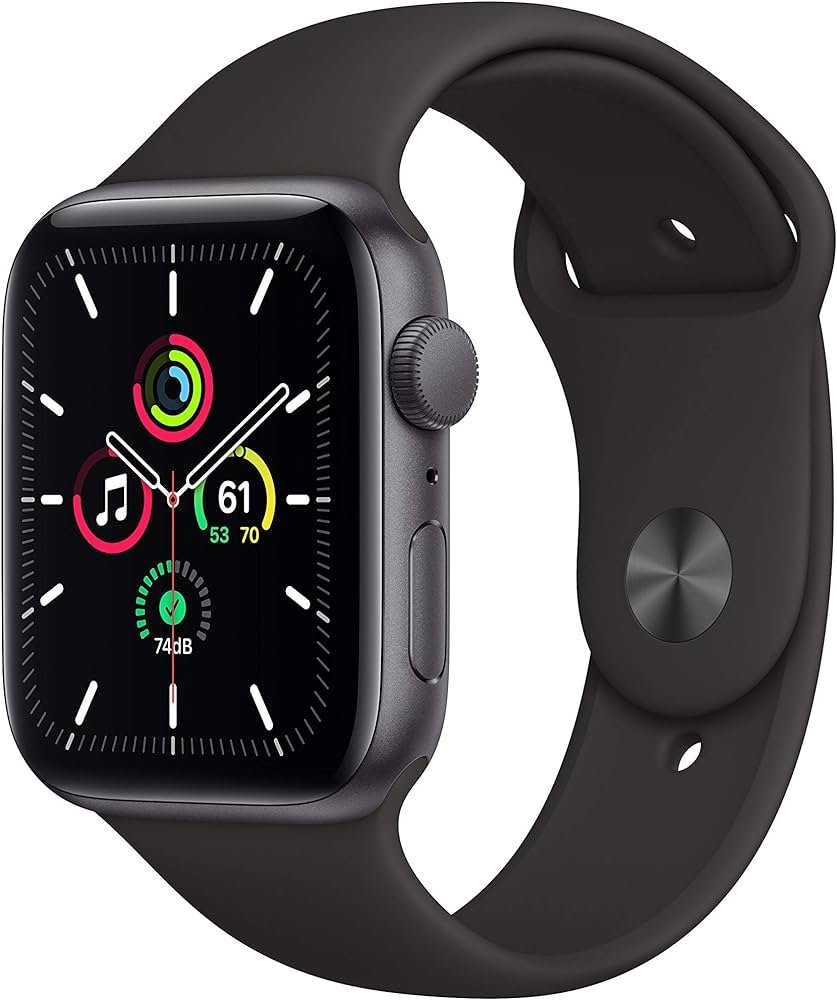 Apple Watch SE (GPS, 44 mm) Caja de aluminio Correa deportiva negra gris espacial (reacondicionado)