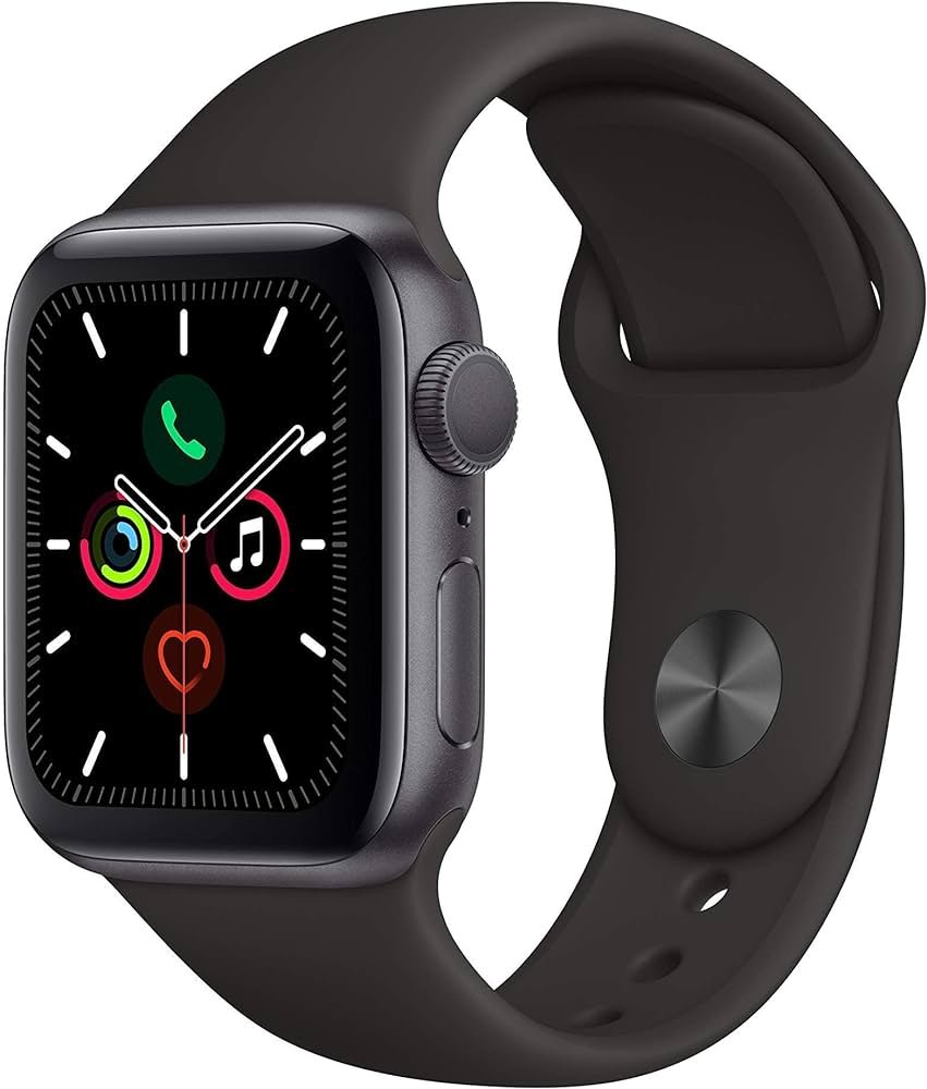 Apple Watch Series 5 (GPS, 40 mm) - Caja de aluminio gris espacial con correa deportiva negra (renovado)
