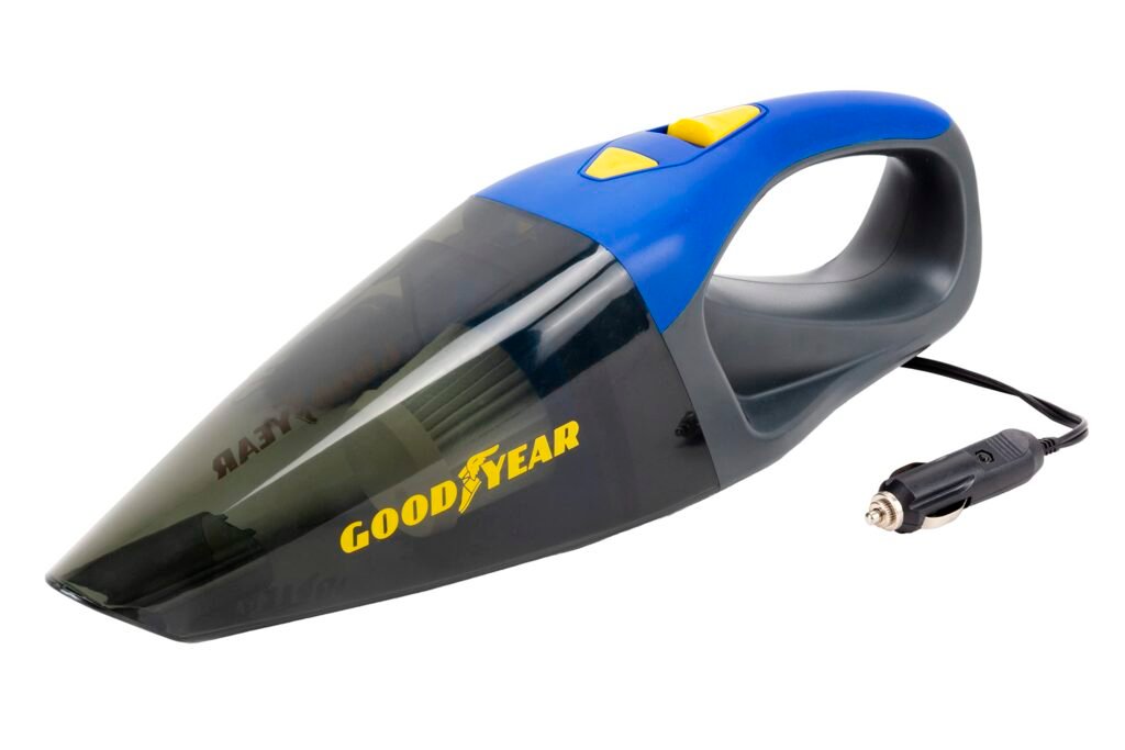 Goodyear Aspirador para Coche con Cable de 12V y Cable de 4 Metros sin Bolsa, Potencia 90w