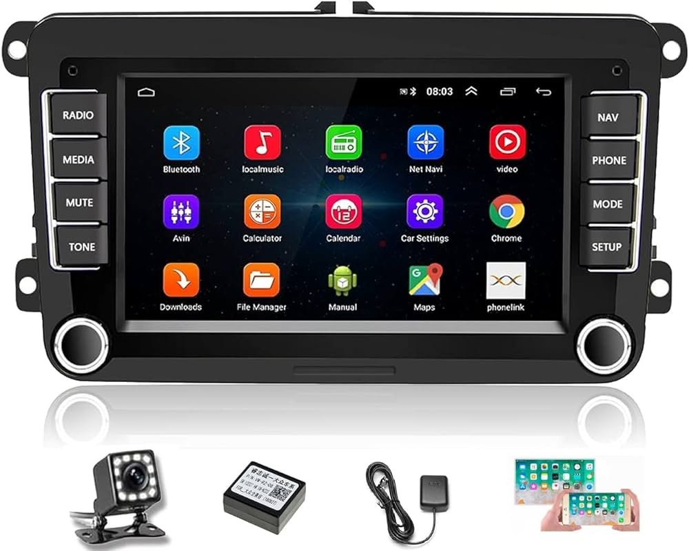 CAMECHO Android 10 Radio 1 DIN con Navegación GPS,Autoradio con Pantalla Abatible de 7 Pulgadas, Mirror Link WiFi FM RDS Bluetooth y USB AUX + Externo...