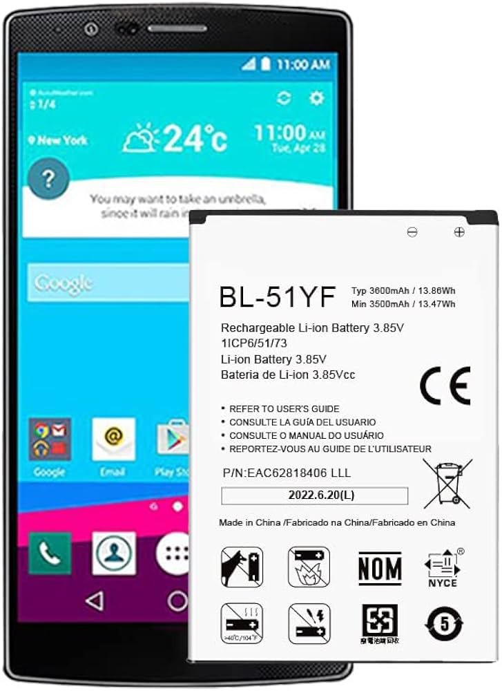 Amazon.com: Batería LG G4, 3600mAh BL-51YF Batería de repuesto ...
