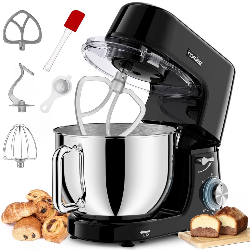 Batidora Amasadora Profesional Homlee, 1800W Amasadora de pan, 7.2L Robot de Cocina Batidora Multifunción, Bajo Ruido Amasadora de Pan Varillas y...