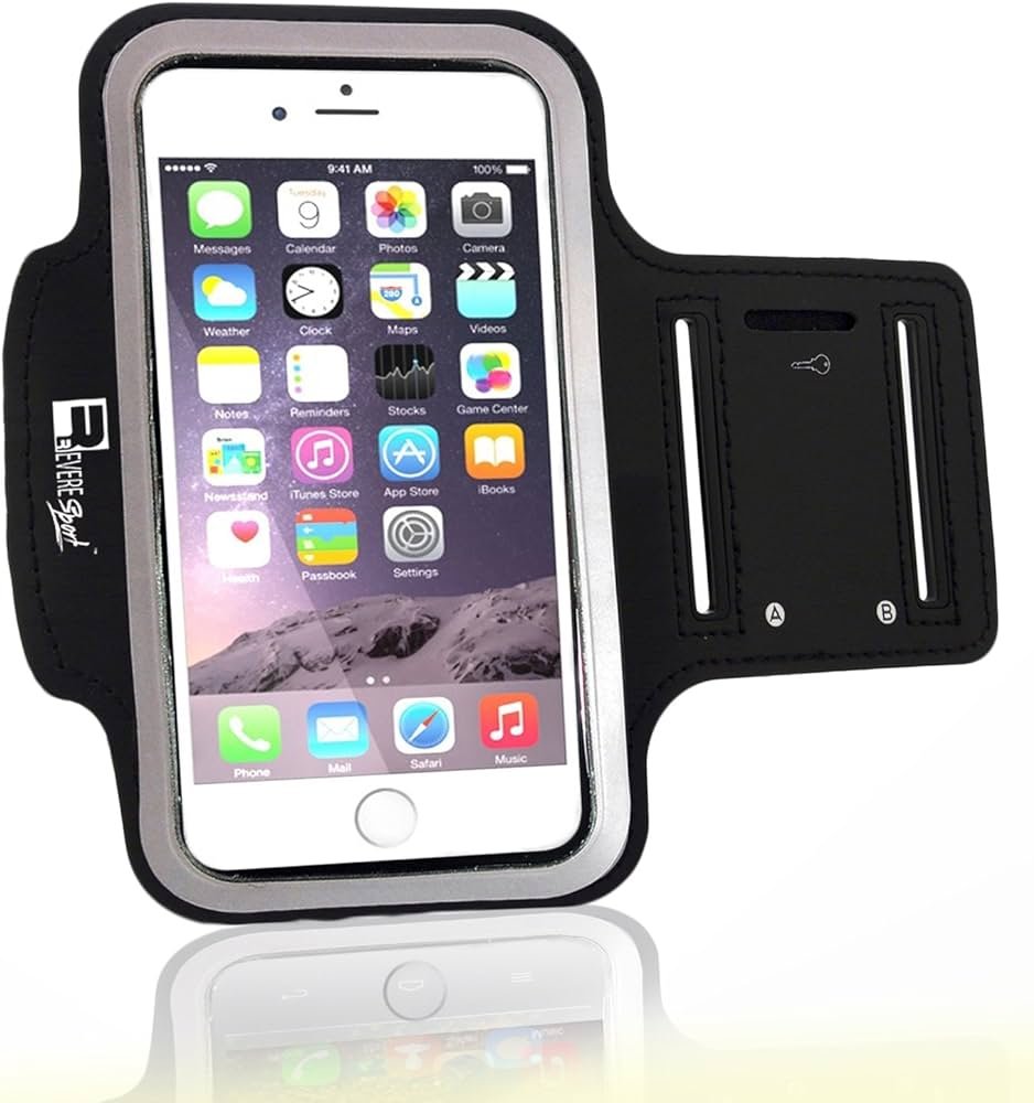 Brazalete prémium para correr para iPhone 7 Plus/iPhone 8 Plus con acceso de identificación de huellas dactilares.