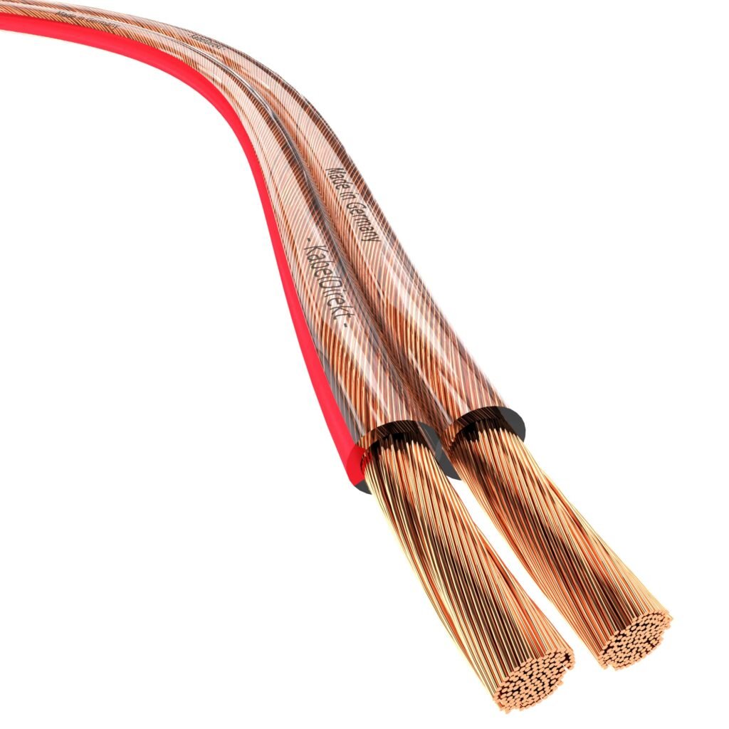 KabelDirekt – 15m Cable de Altavoces (2x2,5mm² Cable de Altavoz HiFi, Made in Germany, de Cobre Puro, con indicación de polaridad, para el Mejor...