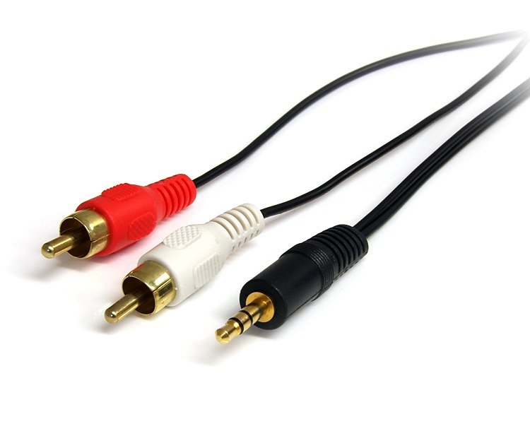 Cable de audio estéreo de 1 pie: macho de 3,5 mm a 2 x RCA macho