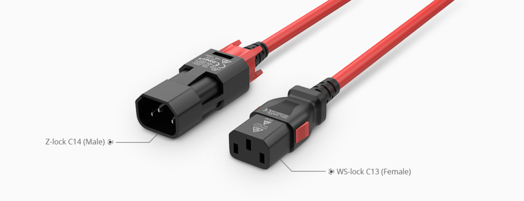 Cable de extensión de alimentación Z-Lock doble bloqueo IEC320 C14...