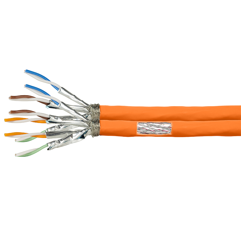 Cable de red S/FTP CAT7 dúplex sólido 500M 100% cobre naranja