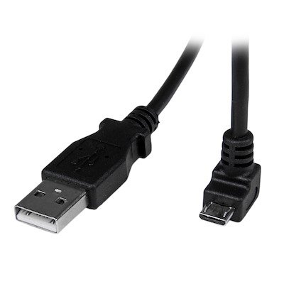 Cable Micro USB de 2m - A a Micro B en ángulo hacia abajo