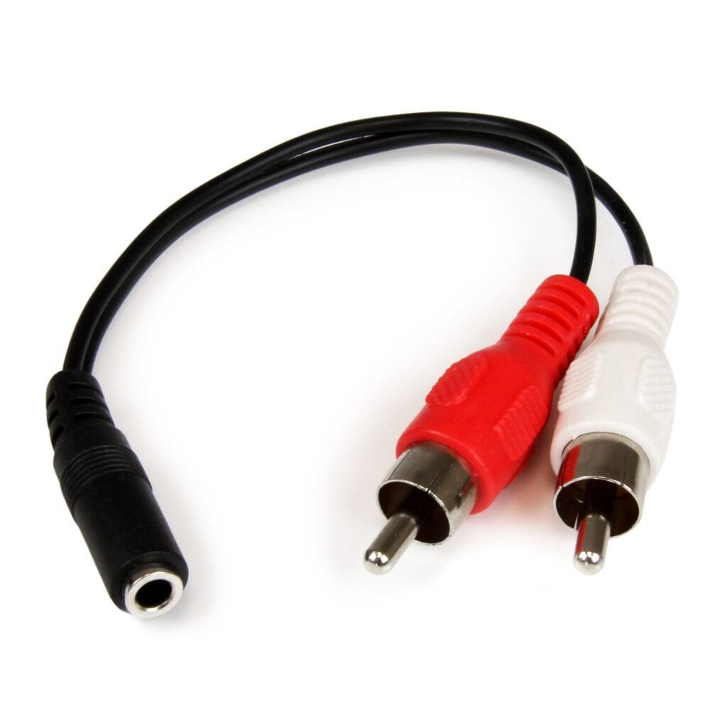 Cable de audio estéreo de 6 pulgadas: hembra de 3,5 mm a 2 RCA macho