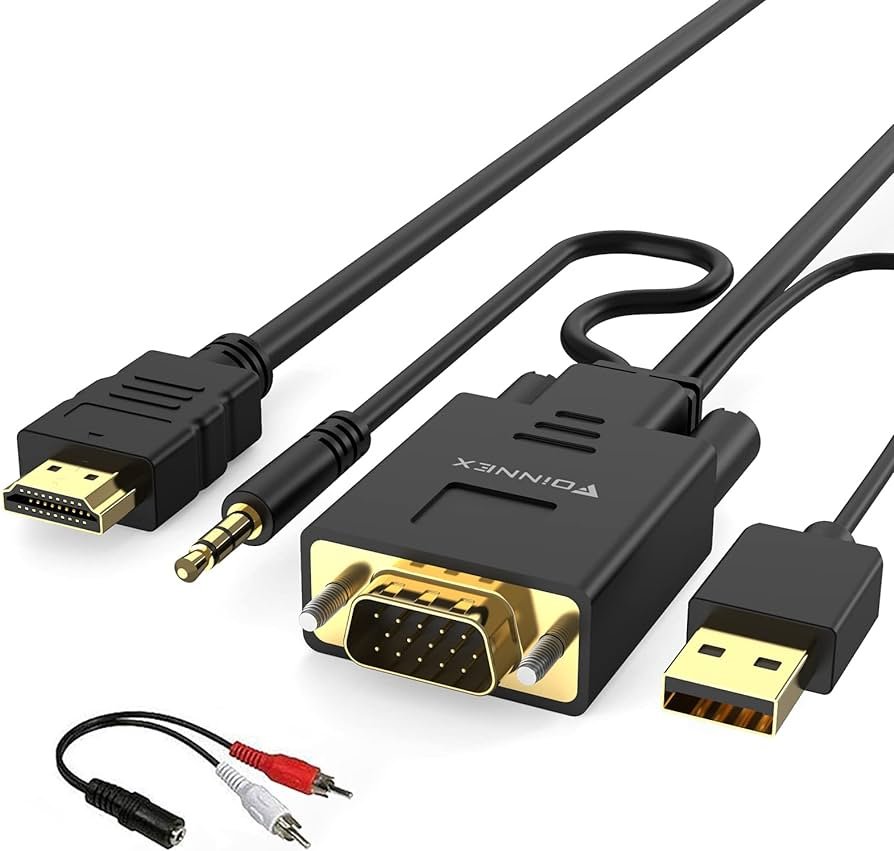 FOINNEX Cable VGA a HDMI, Cable Adaptador VGA a HDMI con Audio PC...