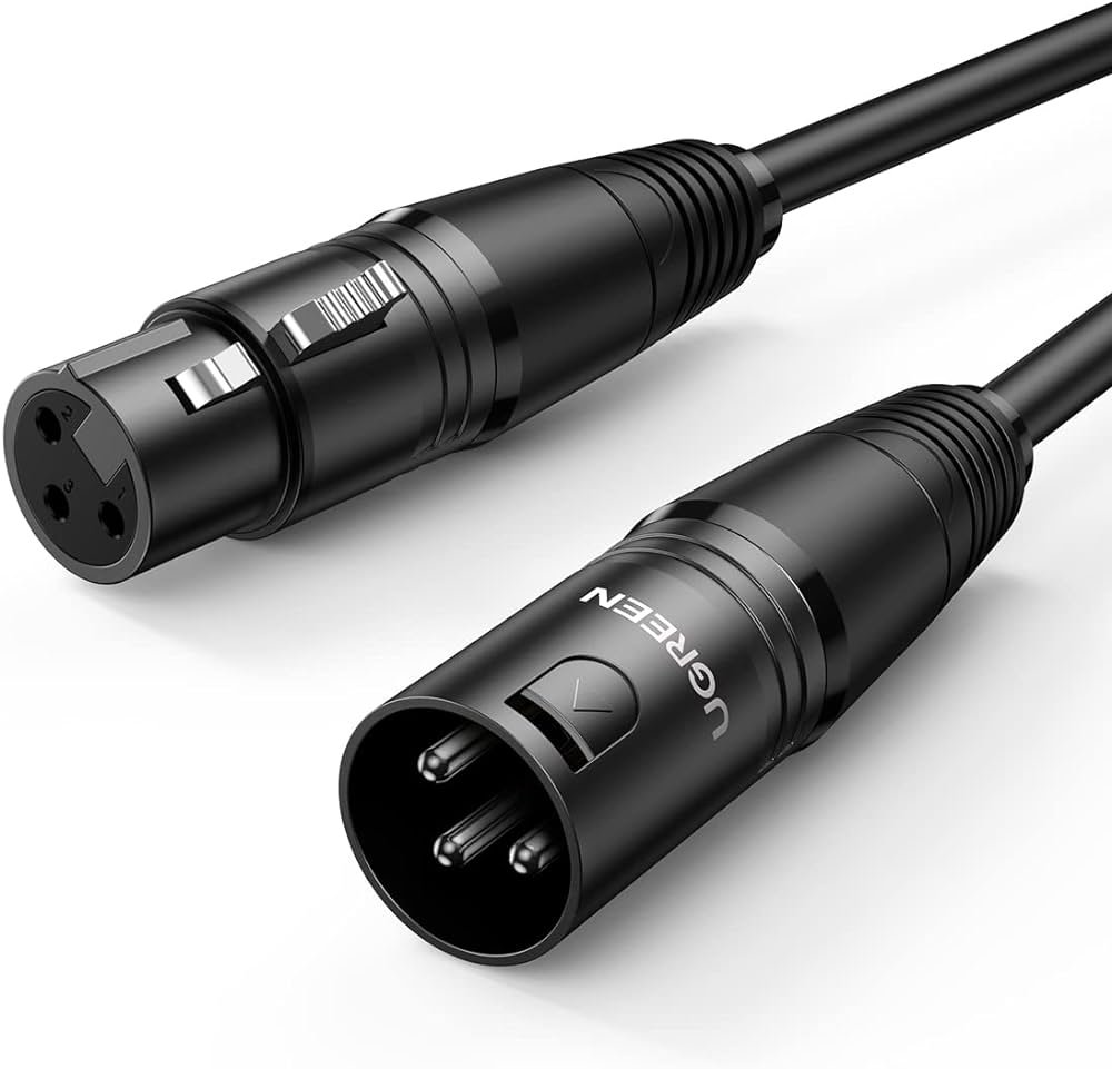 UGREEN Cable XLR Cable de micrófono XLR a XLR Compatible con micrófono, altavoz, mezclador, cámara, amplificador, etc.(2M)