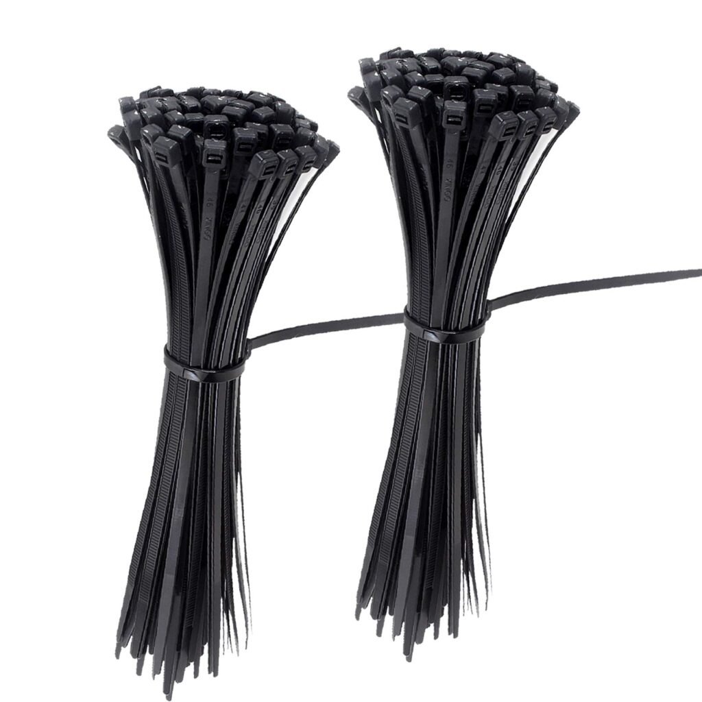 Bridas para cables con cierre automático de nailon, 4 pulgadas, 200 piezas, color negro