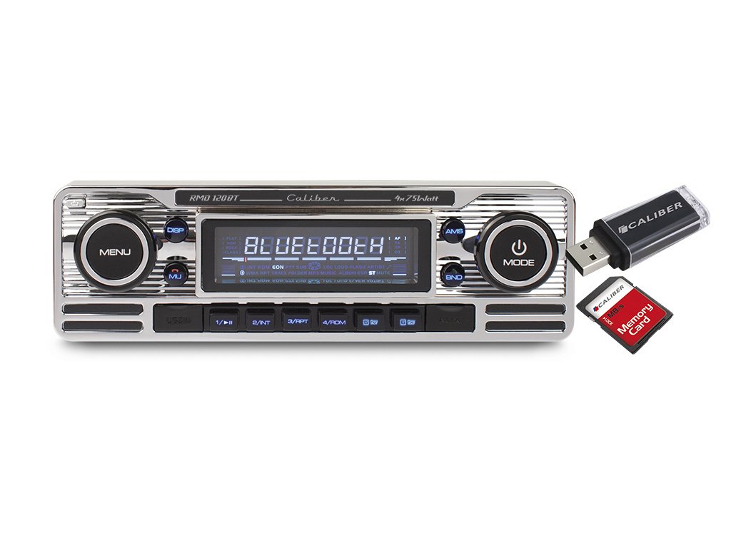 Radio para coche con Bluetooth - 1 DIN - USB - 18 canales inmobiliarios - Look retro (RMD120BT) |