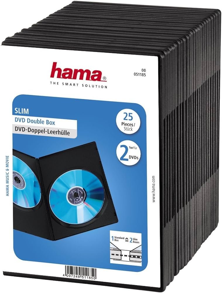 Hama 51185 - Carcasa para DVD (25 unidades), negro