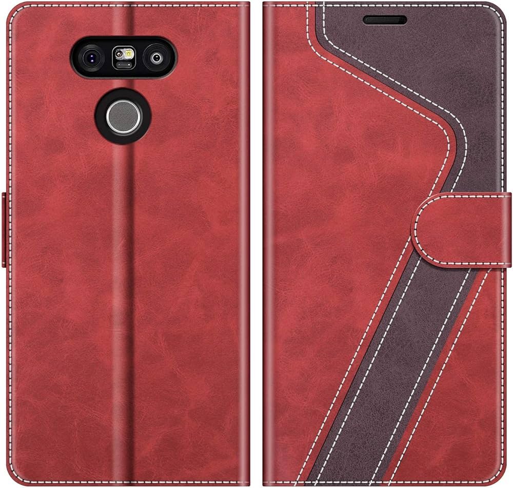 MOBESV Funda para LG G5, Funda Libro LG G5, Funda Móvil LG G5 Magnético Carcasa para LG G5 Funda con Tapa, Rojo