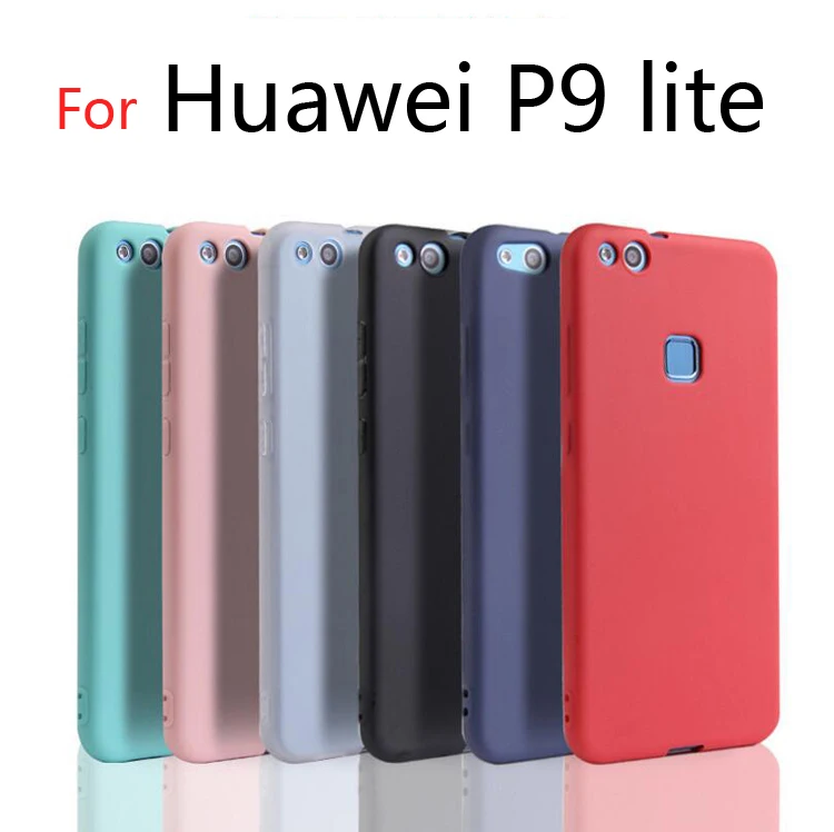 Funda de silicona suave para Huawei P9 lite, carcasa trasera de colores sólidos, transparente y mate
