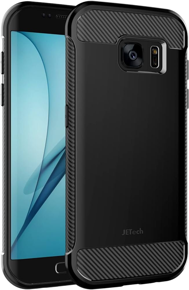 JETech Funda Slim para Samsung Galaxy S7 Edge, Carcasa Teléfono Delgado con Absorción de Impacto y Diseño de Fibra de Carbón (Negro)