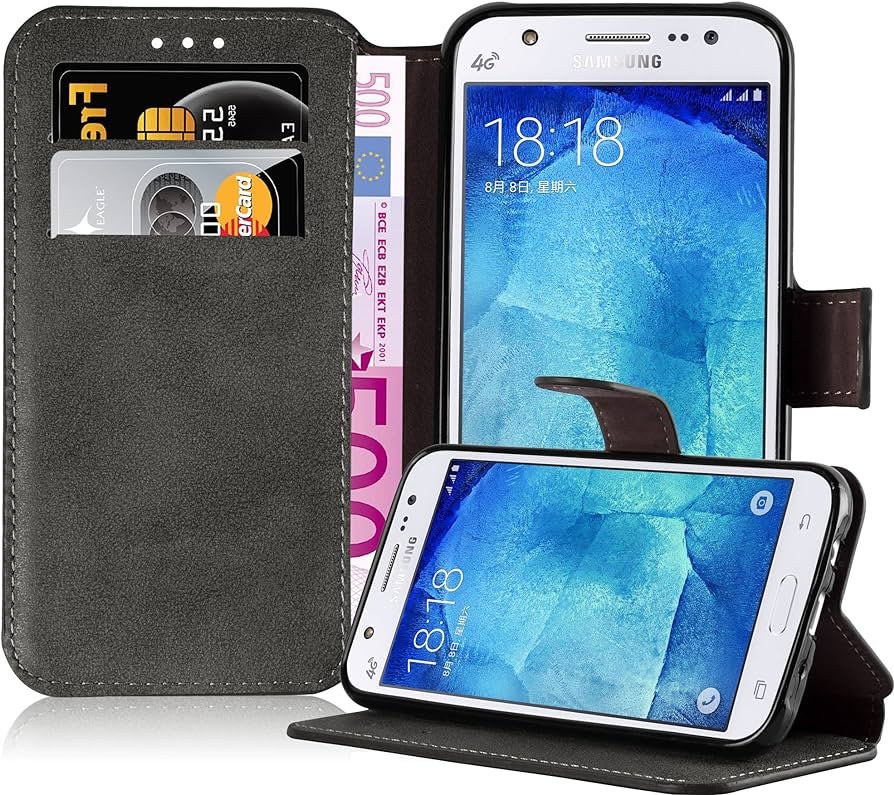 Cadorabo - Carcasa para Samsung Galaxy J5 2015 (5), Color Gris Mate con Tapa y Ranura para Tarjeta de Bolsillo Folio