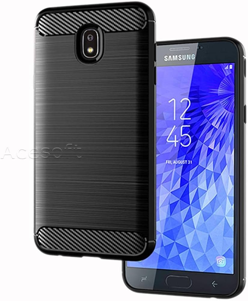 Funda para Galaxy J7 Crown, de fibra de carbono, ultra delgada, antiarañazos, antideslizante, ligera, parachoques trasero, funda protectora de TPU...