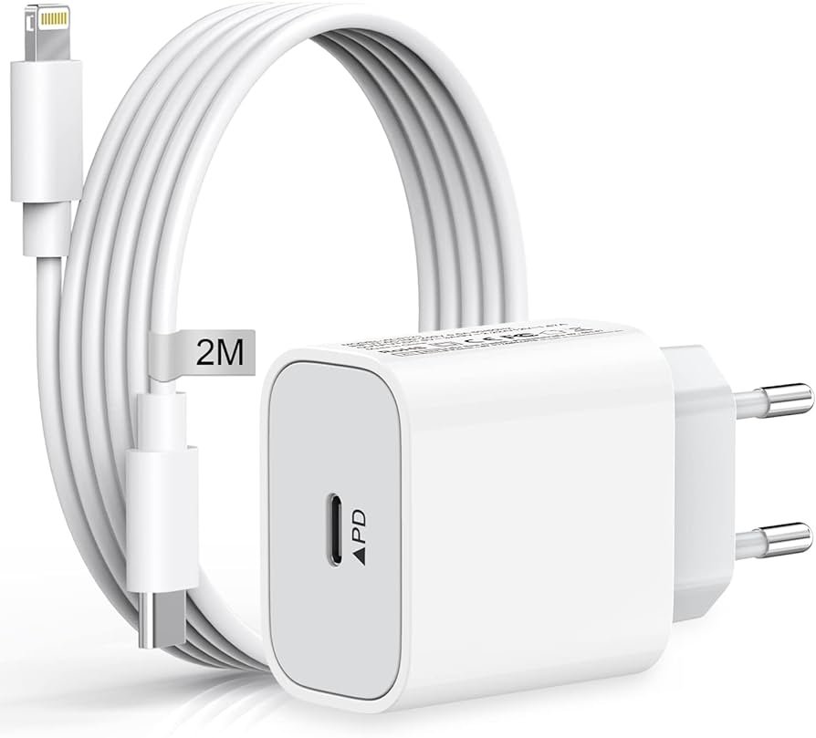 Cargador iPhone Carga Rapida USB C 20W con Cable 2M [Apple MFi ...