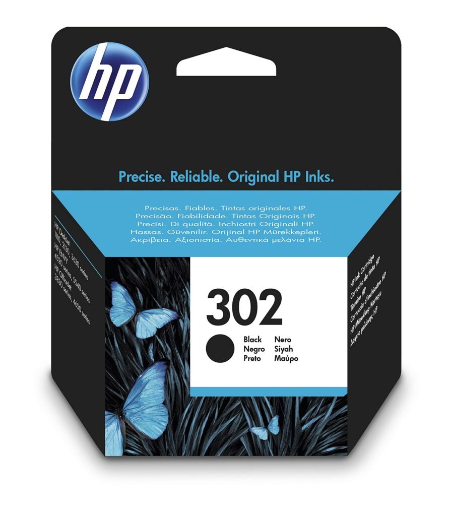 HP 302 F6U66AE Negro, Cartucho Original, de 190 páginas, para impresoras HP Deskjet series 1110, 2100, 3600, HP ENVY 4500, HP OfficeJet 3800 y 4600